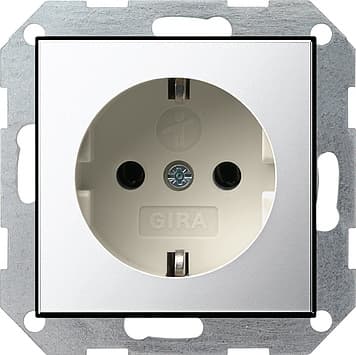 Розетка с з/к и защитой от детей Хром