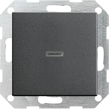 Выключатель с самовозвратом 10А/250В с подсветкой в сборе, антрацит Gira 013628