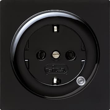 Розетка с заземляющими контактами 16А/250В с индикатором Черный Gira S-color