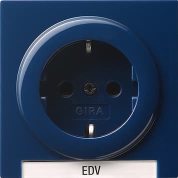 Розетка с заземляющими контактами 16А/250В с полем для надписи Синий Gira S-color