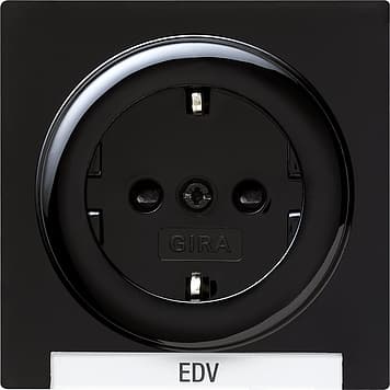 Розетка с заземляющими контактами 16А/250В с полем для надписи Черный Gira S-color