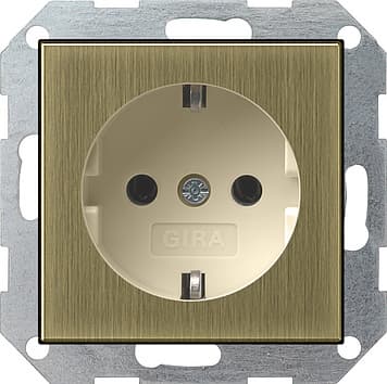 Розетка с заземляющими контактами 16А/250В Бронза