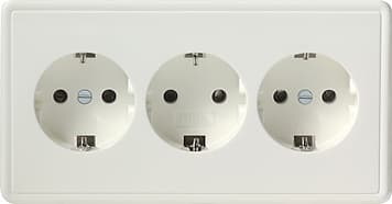 Тройная розетка с заземляющими контактами с формованной накладкой Белый Gira S-color