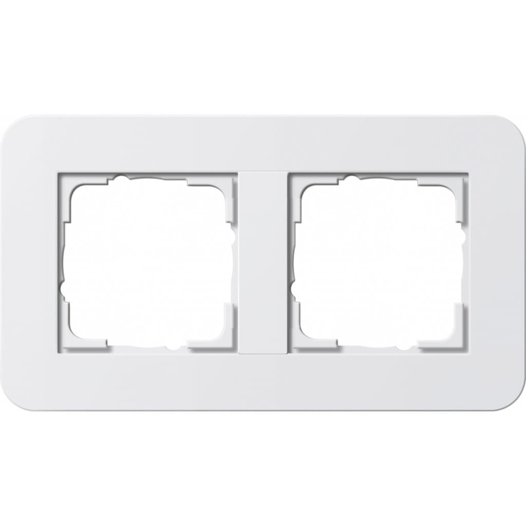Рамка с белой подложкой E3 Белый / Белый 2-постовая