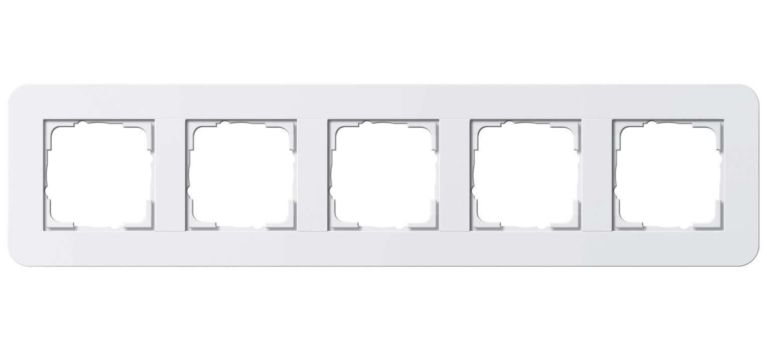 Рамка с белой подложкой E3 Белый / Белый 5-постовая