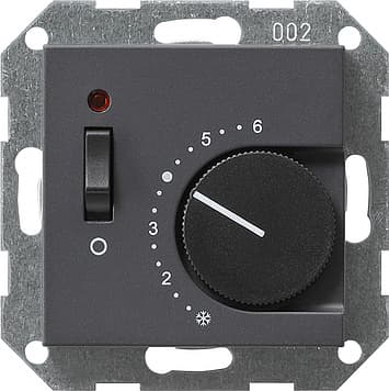 Терморегулятор с размыкающим контактом, выключателем и контрольной лампой Антрацит