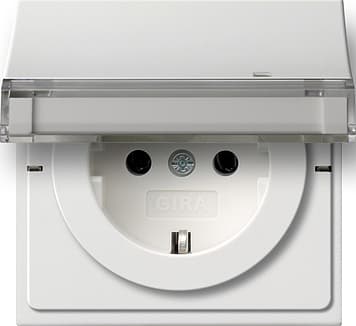 Розетка с крышкой и полем для надписи Белый Gira F100