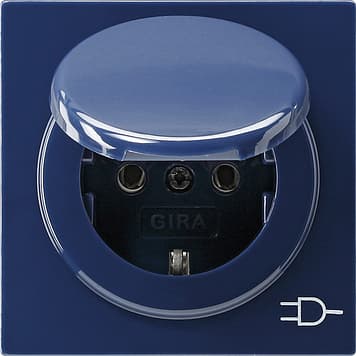 Розетка с заземляющими контактами и крышкой Синий Gira S-color