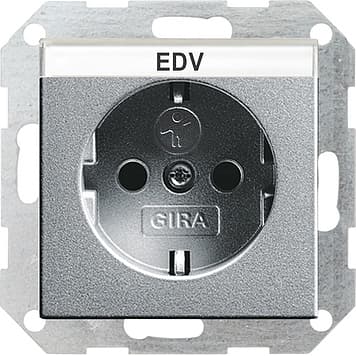 Розетка с защитой от детей и полем для надписи Алюминий