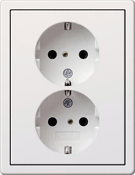 Двойная розетка с заземляющими контактами с установочной рамкой, белый Gira F100 0780112