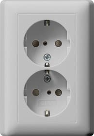 Розетка двойная с з/к в комплекте с рамкой серый матовый