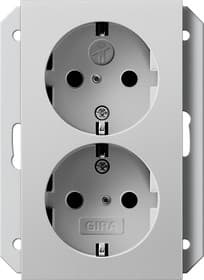 Двойная розетка Schuko 16 A 250 В~ с затвором (shutter) и символом для 1,5-местной приборной коробки, серый матовый Gira 2731015