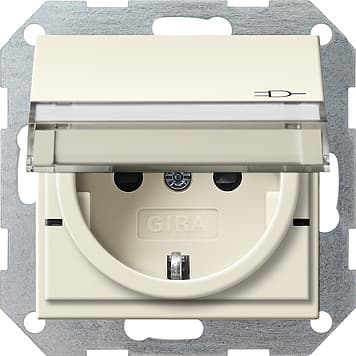 Вставка розетки с крышкой, с защитой от детей и полем для надписи, кремовый Gira 276201