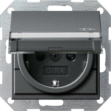 Вставка розетки с крышкой, с защитой от детей и полем для надписи, антрацит Gira 276228