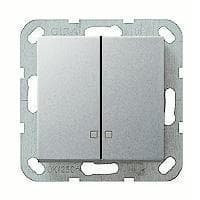 Выключатель двухклавишный с контрольной подсветкой Gira Standart 55 Алюминий 014500+063126