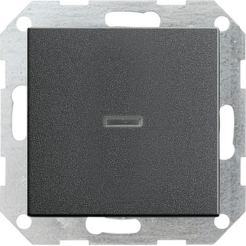 Выключатель с самовозвратом 10А/250В с подсветкой в сборе, антрацит Gira 013628